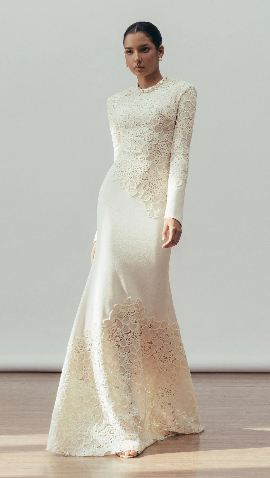 joanna white long sleeve Embroidered Maxi Dress