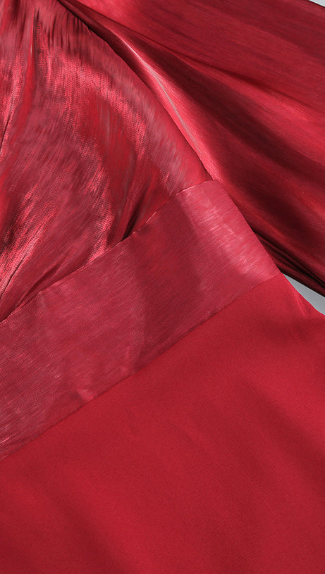 MARCIA TRUMPET SLIT SLEEVE BODYCON MAXI DRESS IN RED