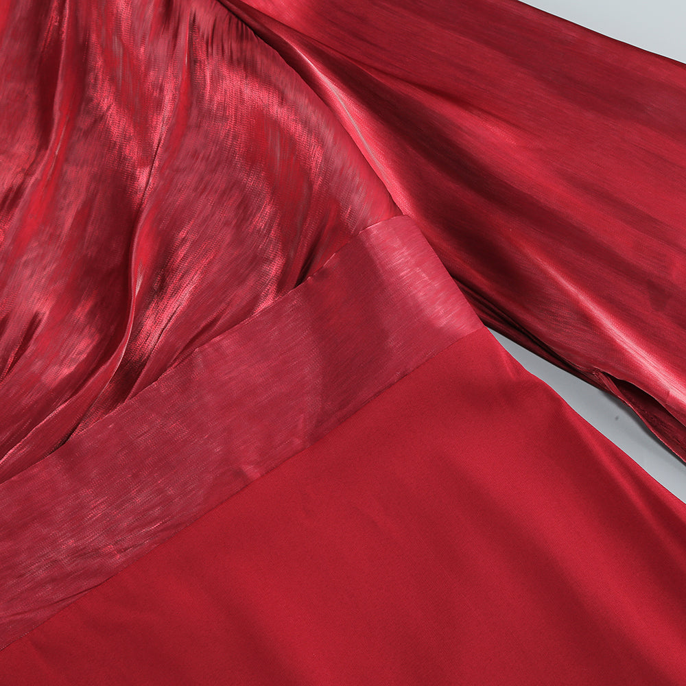 AIIZIE MARCIA TRUMPET SLIT SLEEVE BODYCON MAXI DRESS IN RED - product image