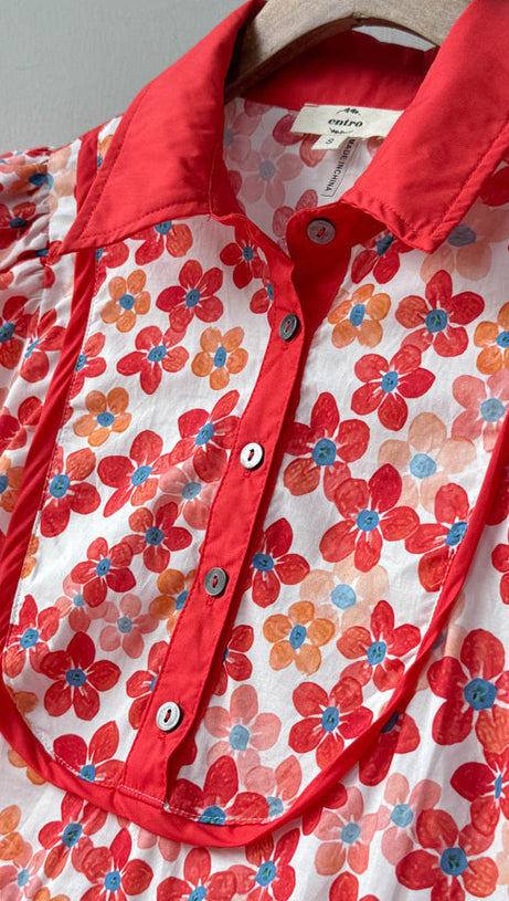 FLORAL PRINT COLLARED MINI DRESS