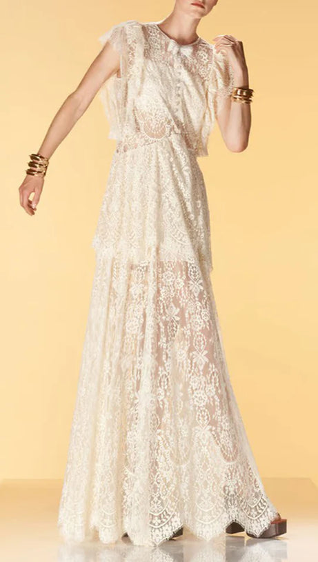 TIERED LACE MAXI DRESS