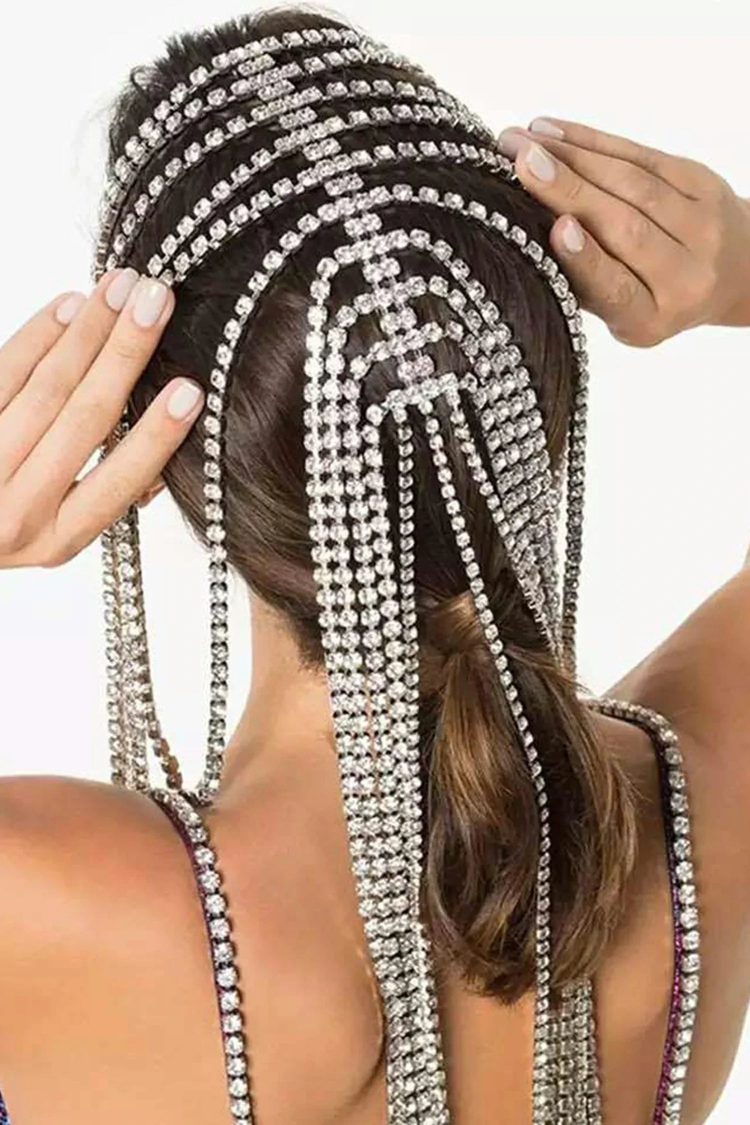 SPIRO RHINESTONE FRINGE HAIRBAND