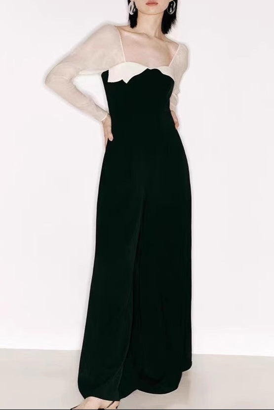 AIIZIE JENNY TULLE SLEEVE SQUARE NECK MAXI DRESS IN BLACK - product image