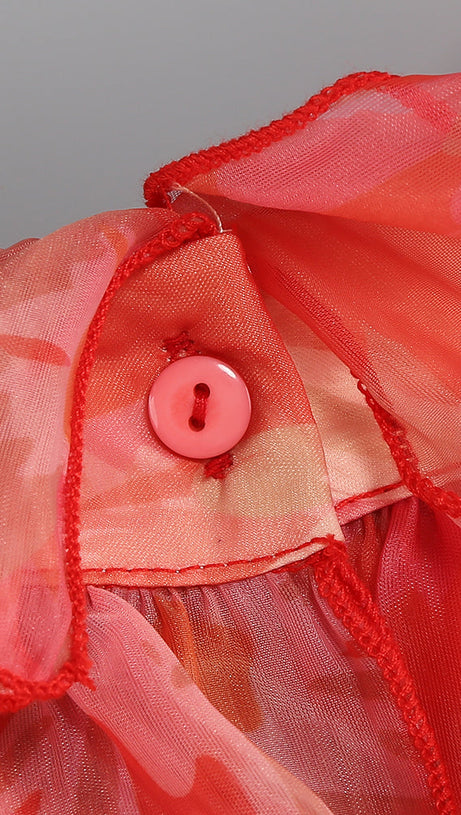 ORANGE FLORAL PRINTED SHEEVELESS HALTER MAXI DRESS