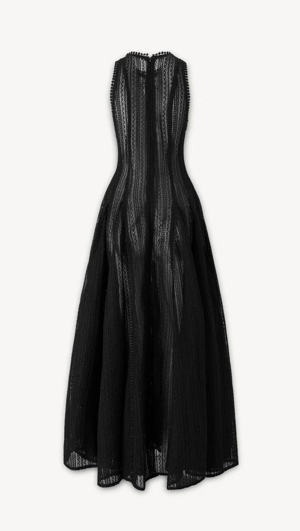 AIIZIE SLEEVELESS LACE CROCHET MAXI DRESS IN BLACK - product image