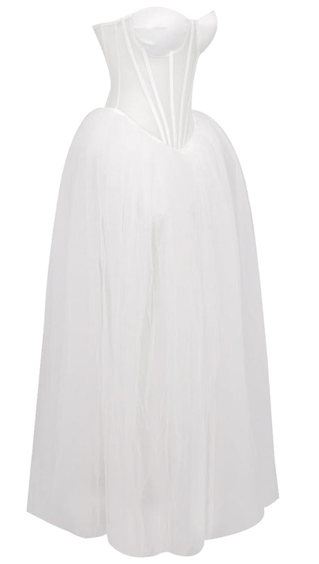 ODILE STRAPLESS GOWN IN WHITE