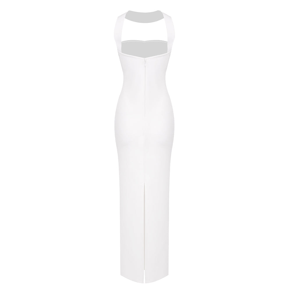 AIIZIE CUTOUT HALTER BACKLESS DRESS IN WHITE - product image