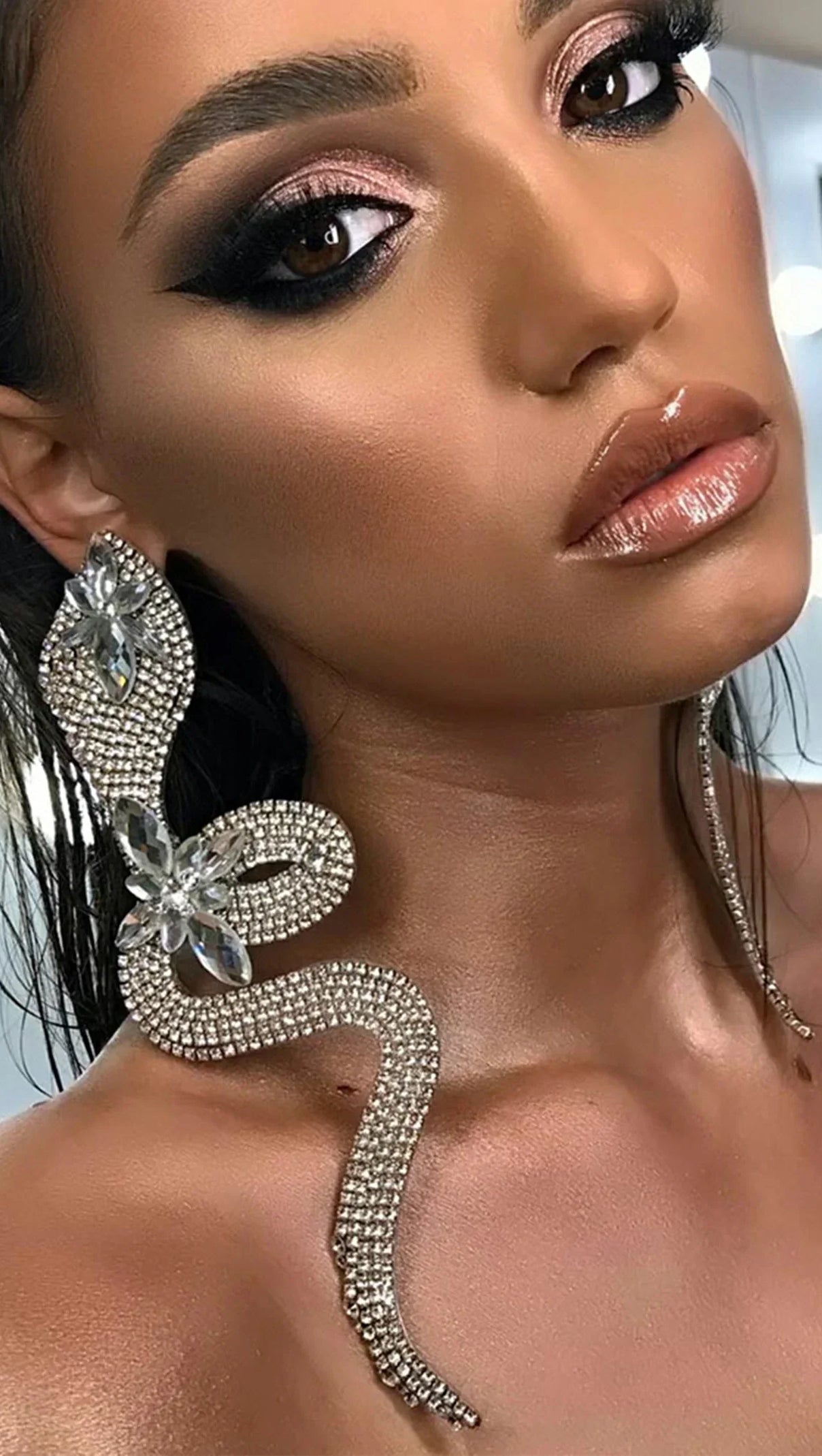 AIIZIE BRAYDAN CRYSTAL SERPENT DIAMOND EARRINGS - product image