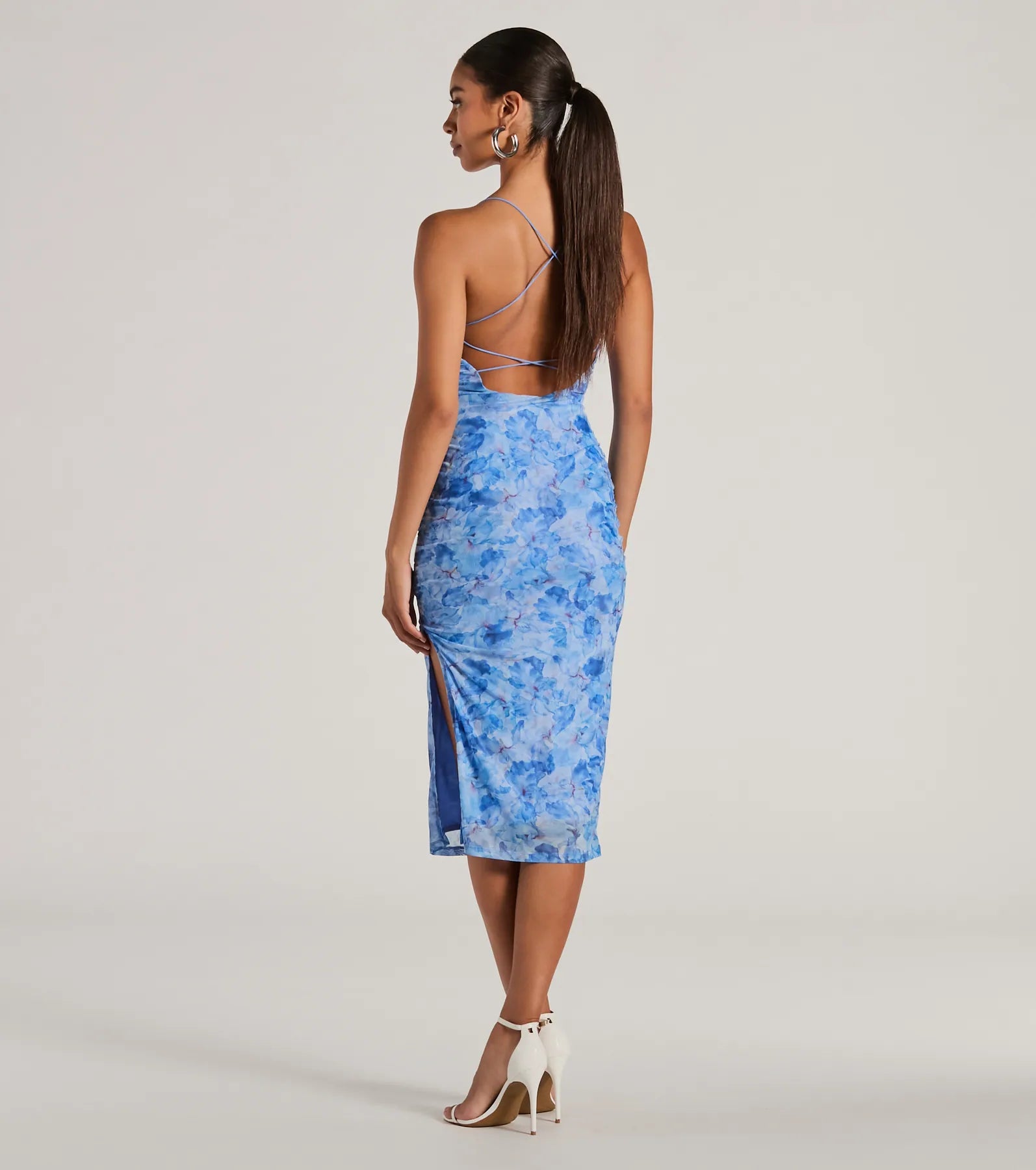 ENDLESS EVENTS STRAPPY BACK FLORAL MIDI DRESS