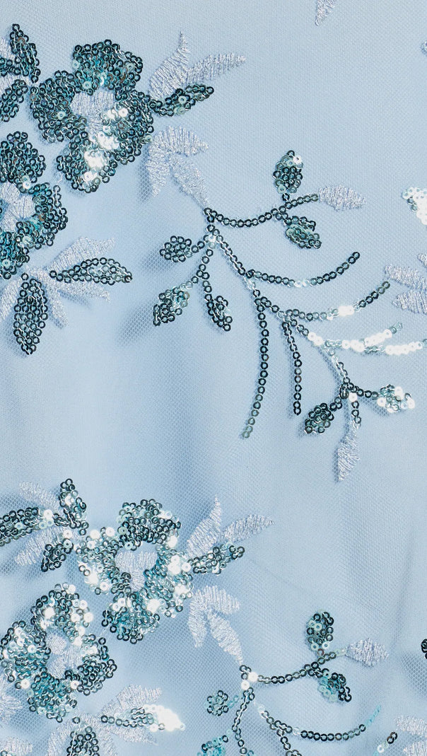 AIIZIE PRETTY ELEGANCE TULLE LACE-UP FLORAL SEQUIN MINI DRESS - product image