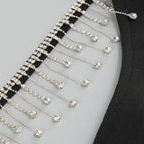 Rhinestone Metal Chain Tassel Bandage Dress