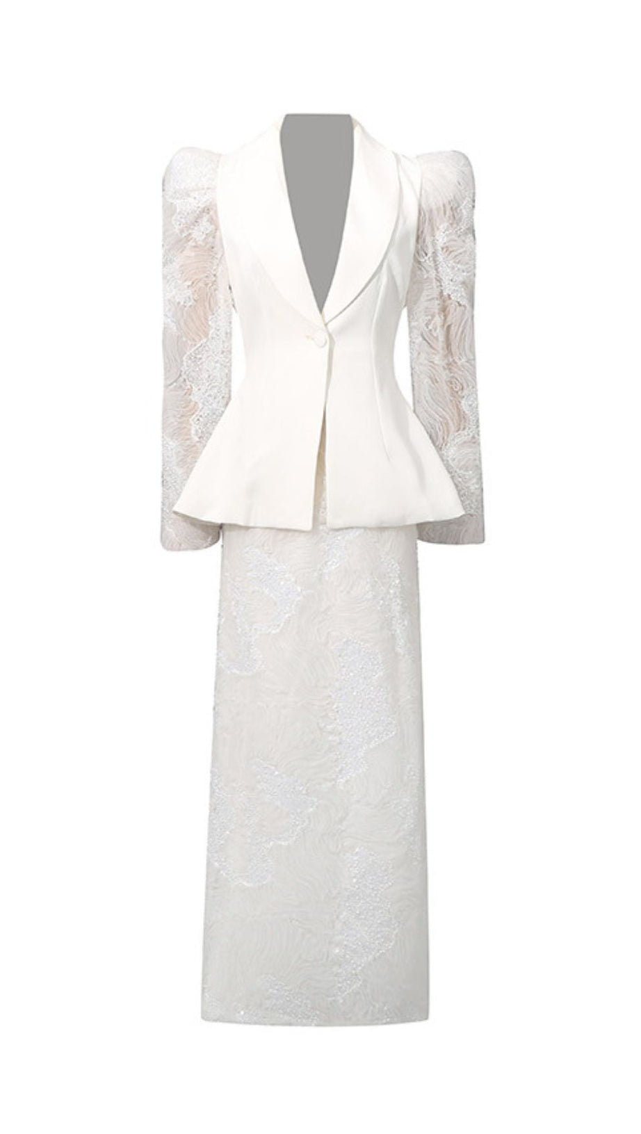 HAWISE GLAMOROUS SEQUIN & LACE PEPLUM TWO-PIECE SET