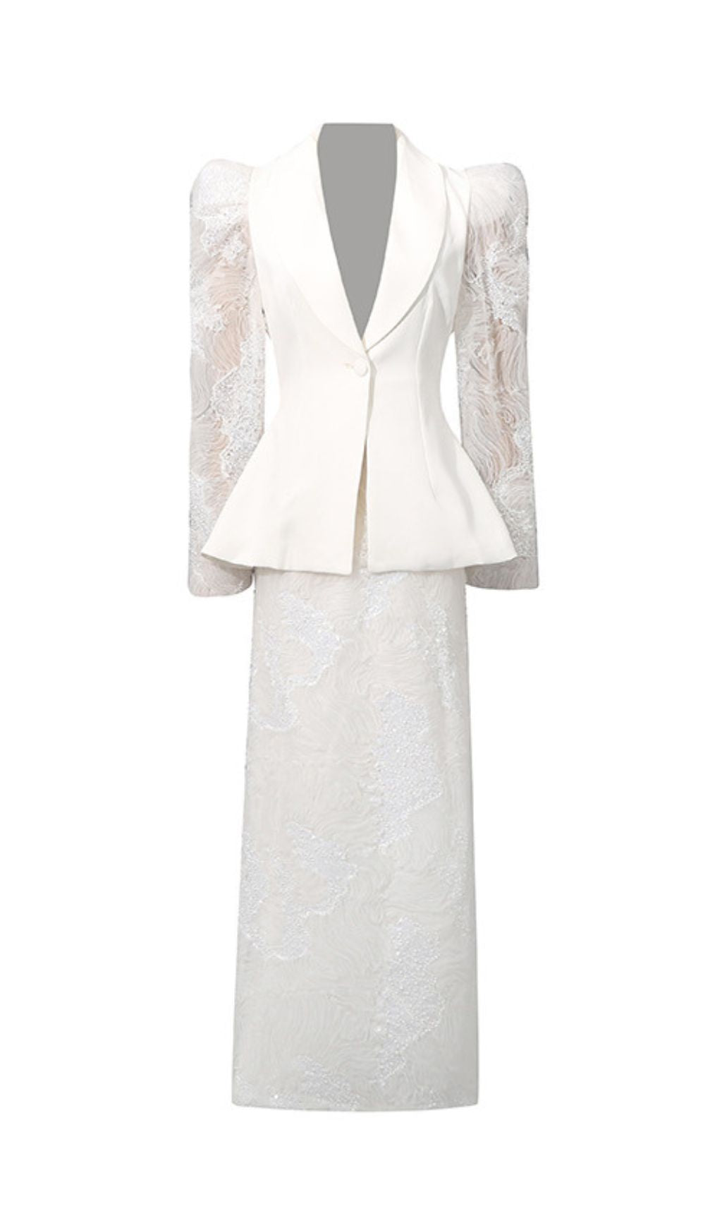 HAWISE GLAMOROUS SEQUIN & LACE PEPLUM TWO-PIECE SET