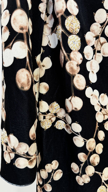 CHAHA REDCURRANT PRINT VELVET MINI DRESS