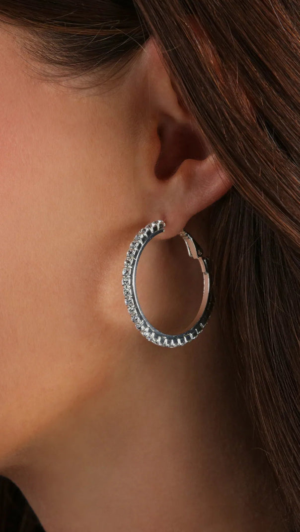 AIIZIE PRETTY SPARKLE RHINESTONE HOOP EARRINGS - product image