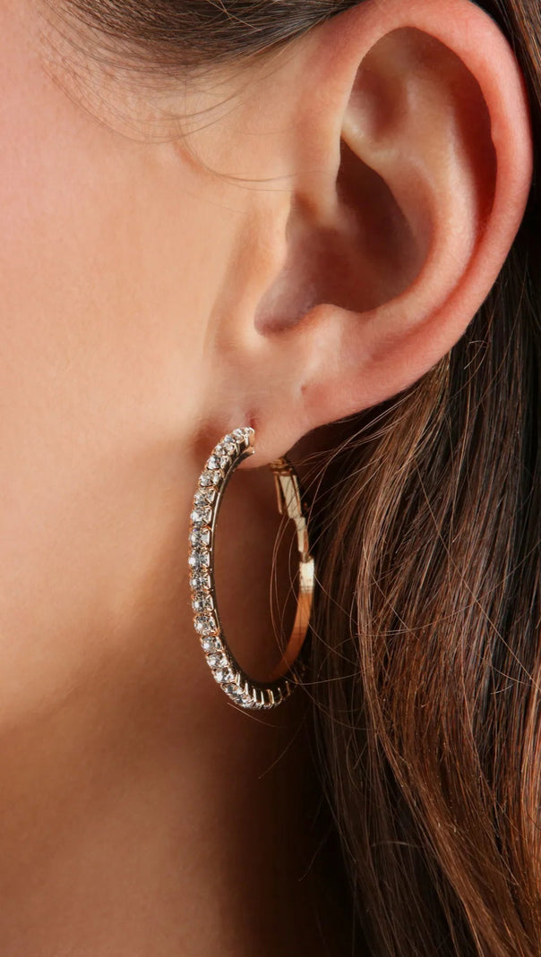 AIIZIE PRETTY SPARKLE RHINESTONE HOOP EARRINGS - product image