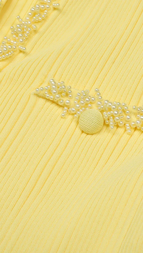 Buttery Yellow Ribbed Knit Cardigan & Mini Skirt Set - Chic 2-Piece Outfit