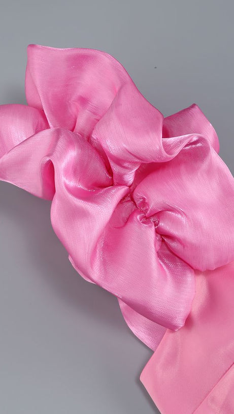 ANDREA PINK FLOWER TRIM STRAP MINI DRESS