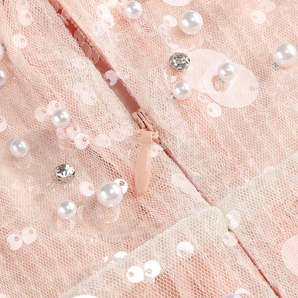 AIIZIE PEARL SEQUIN EMBROIDERED GOWN IN PINK - product image