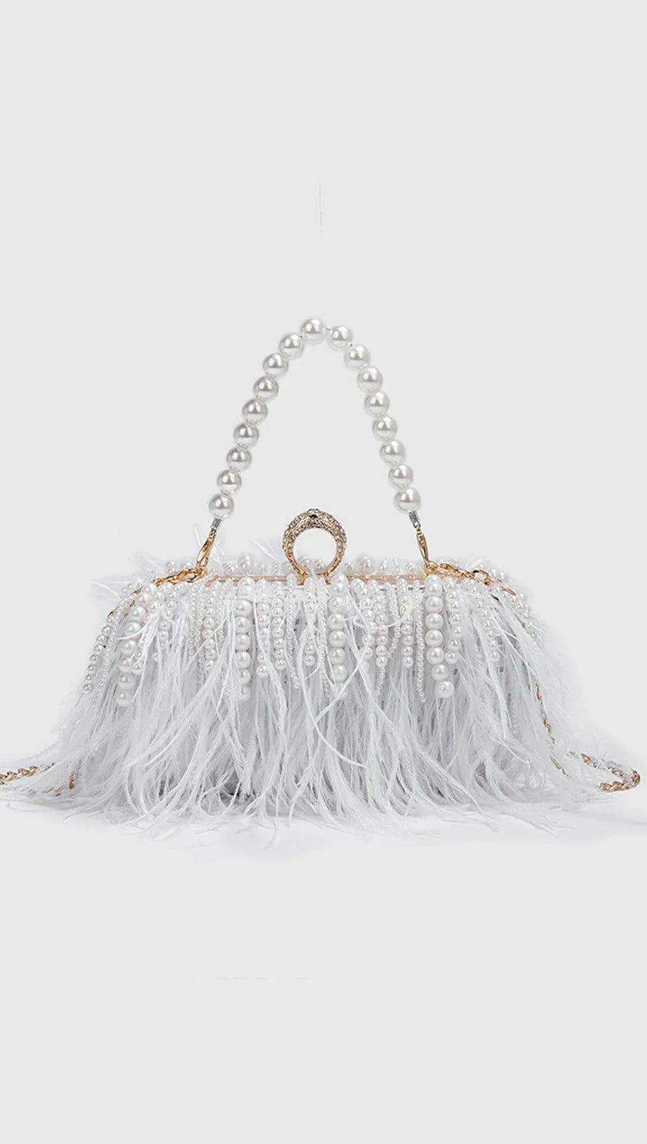 Daliana – Handtasche mit Perlenfransen und Federn