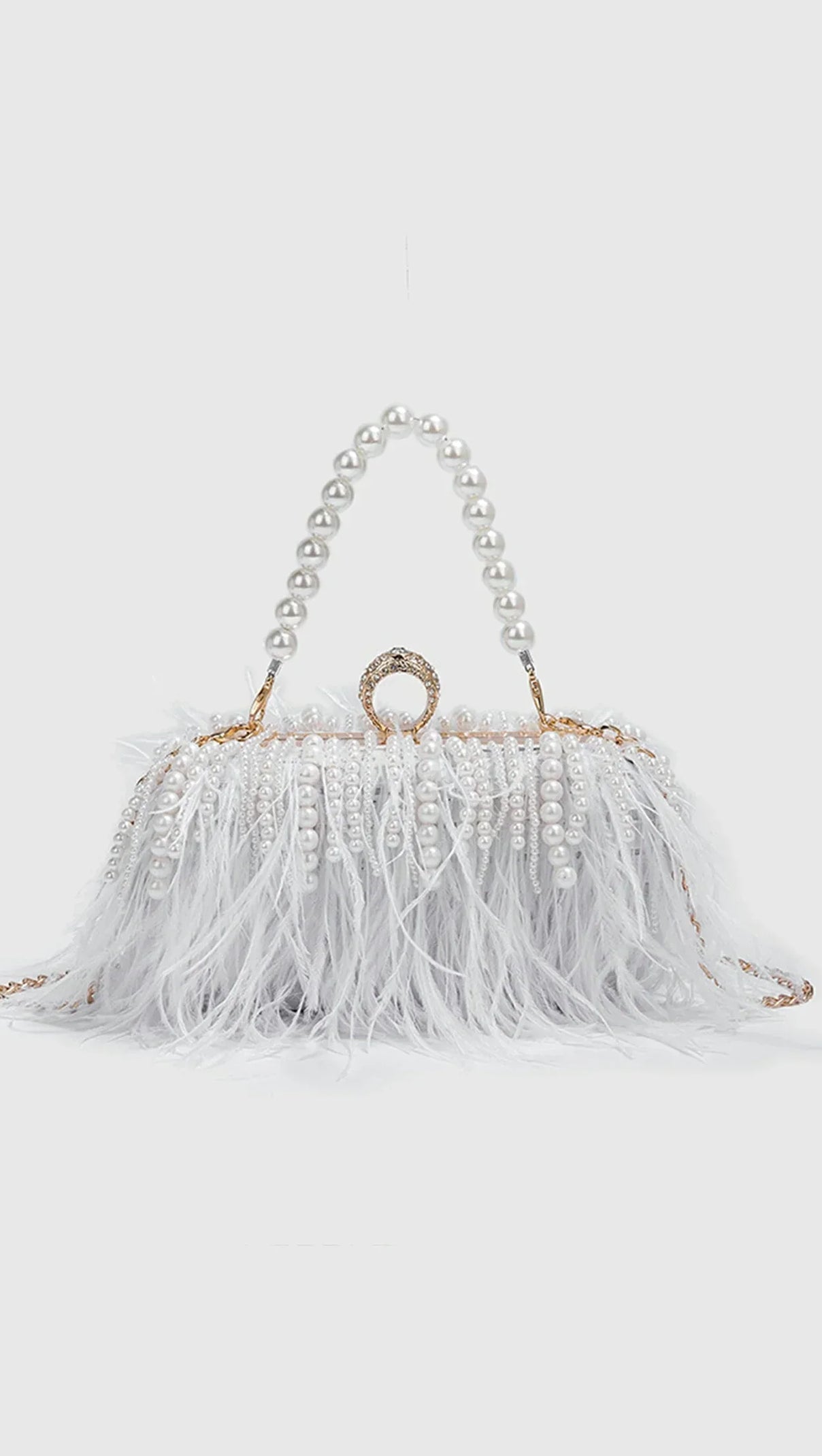 AIIZIE DALIANA PEARL FRINGE FEATHER HANDBAG - product image