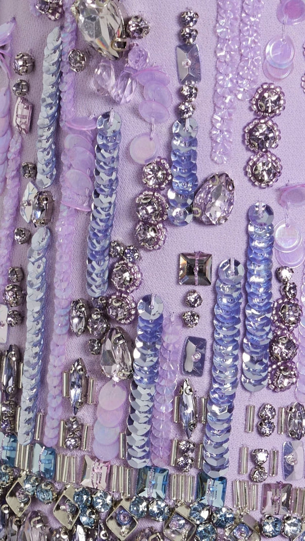 AIIZIE BERGMAN EMBELLISHED CREPE MIDI DRESS IN LAVENDER - product image