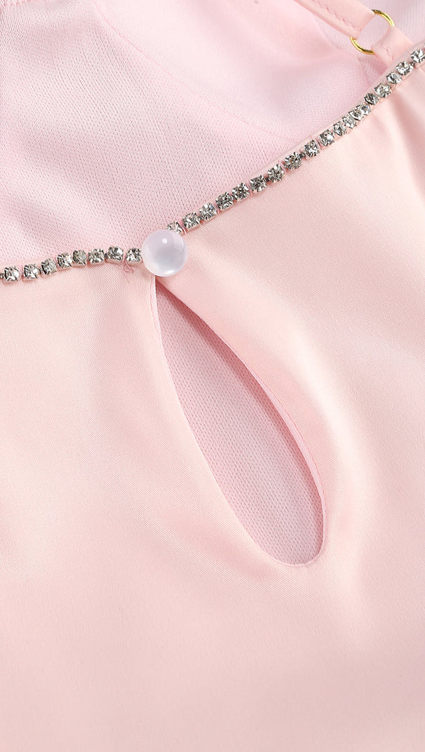 AIIZIE CRYSTAL EMBELLISHED TRIMS MINI DRESS IN PINK - product image