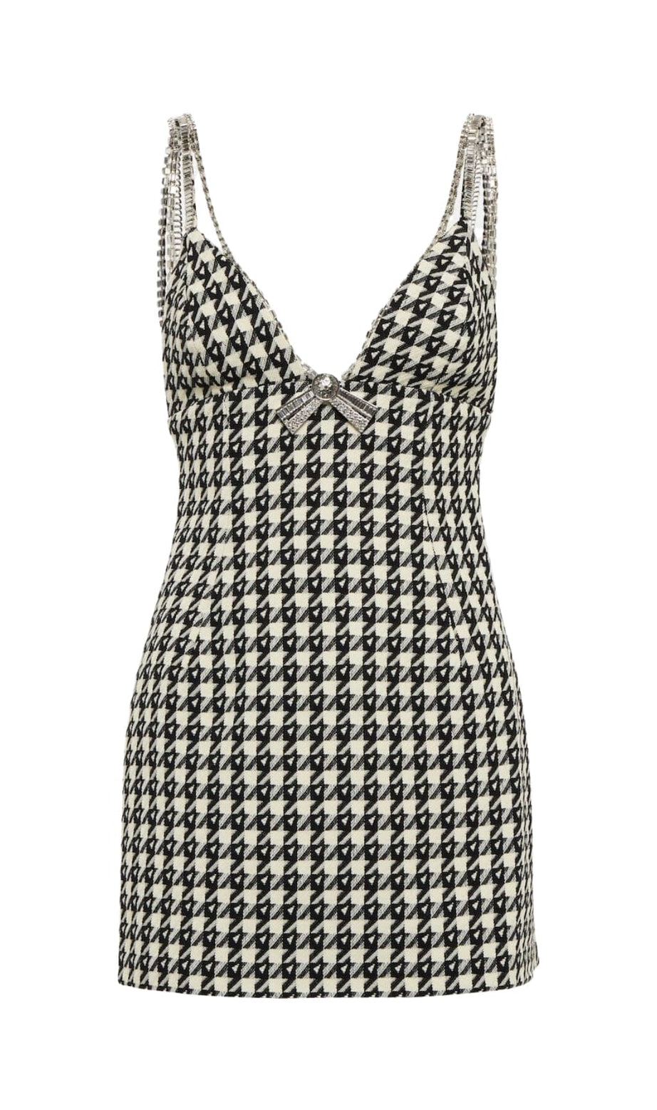 SCHWARZES MINIKLEID MIT DECO-SCHLEIFE UND MEHRFARBIGER PASSFORM 