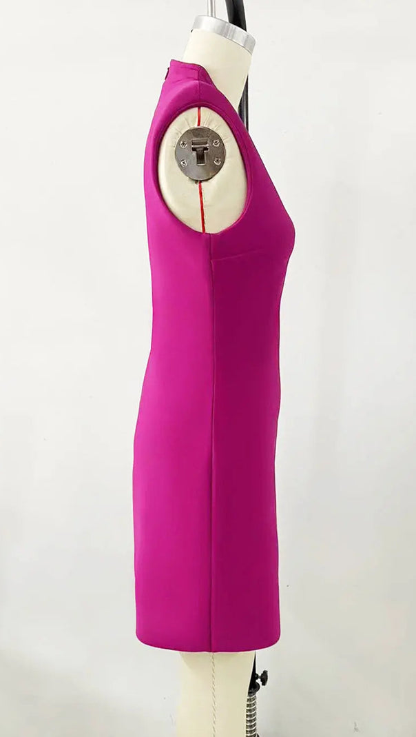 AIIZIE MIRABELLE ROSE RED V-NECK BANDAGE MINI DRESS - product image