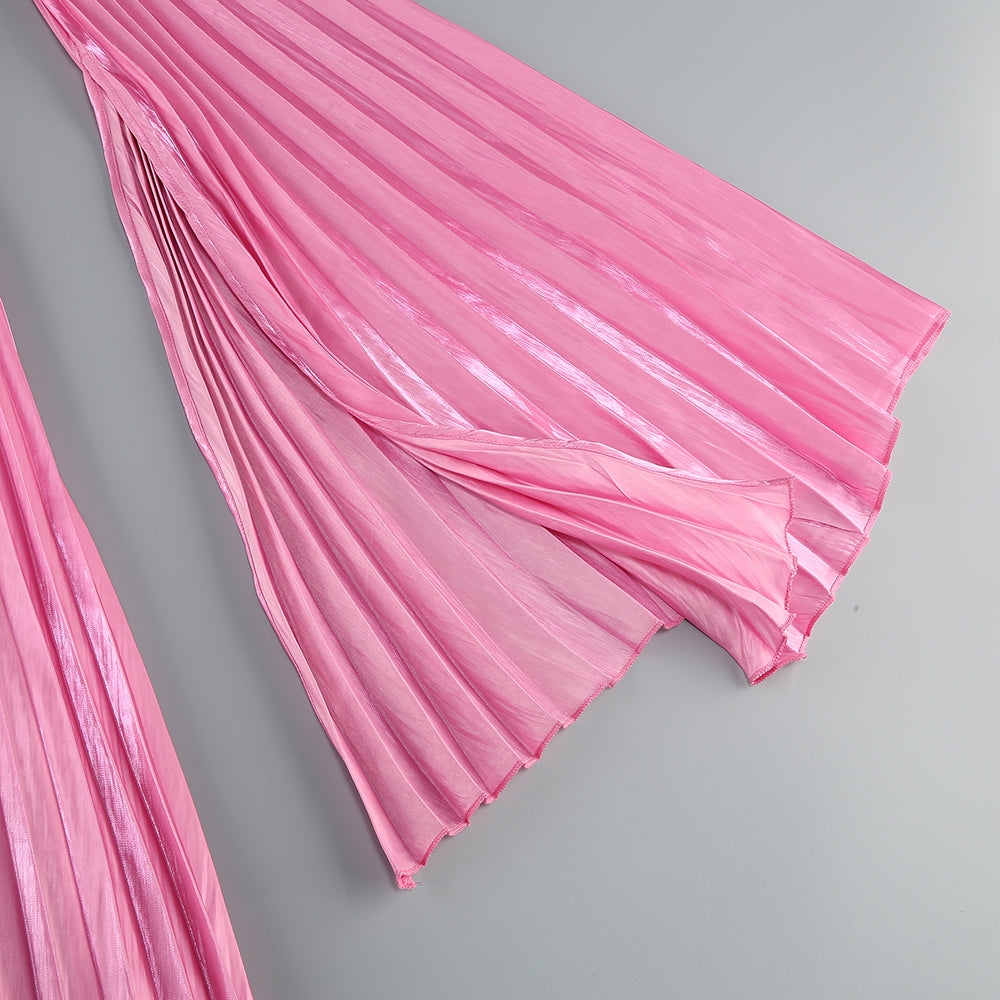 AIIZIE MANDY SLIT SLEEVE RUCHED MAXI DRESS IN ROSE PINK - product image