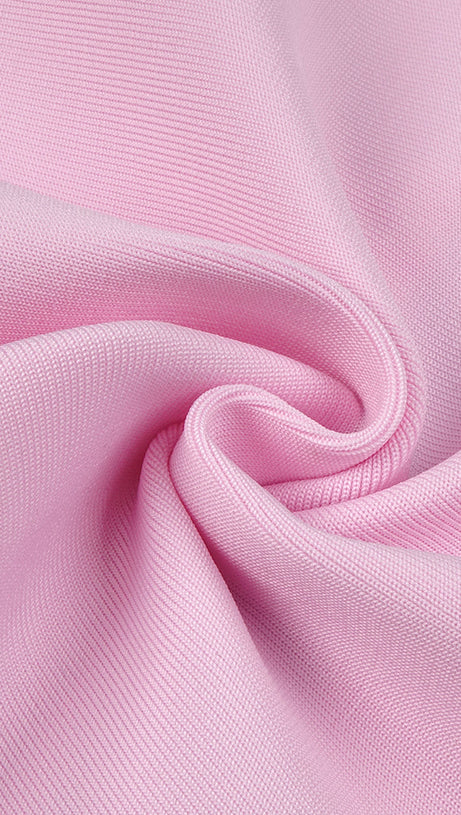 MEROY FLORAL EMBROIDERY STRAPLESS MAXI DRESS IN PINK