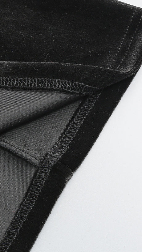 RHINESTONE EMBELLISHED FLOOR-LENGTH DRESS IN BLACK