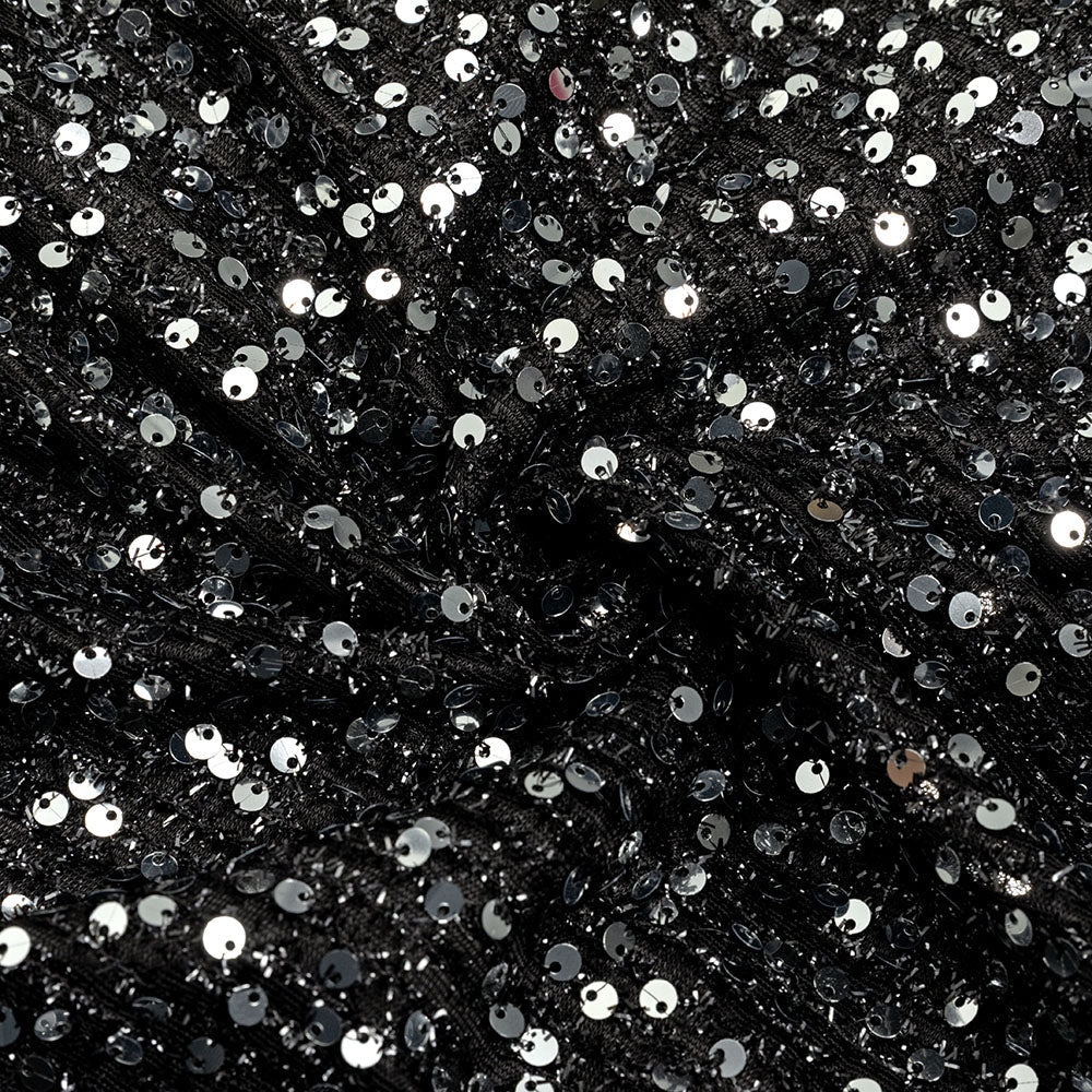 AIIZIE DRAPED VELVET SEQUIN MAXI DRESS IN BLACK - product image