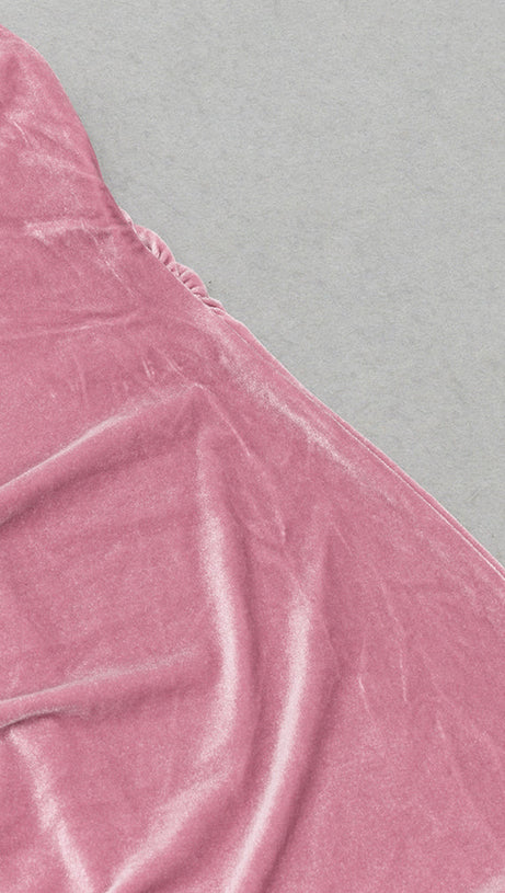 ROSE PINK SINGLE LONG SLEEVE RUCHED SIDE DETAIL MAXI DRESS