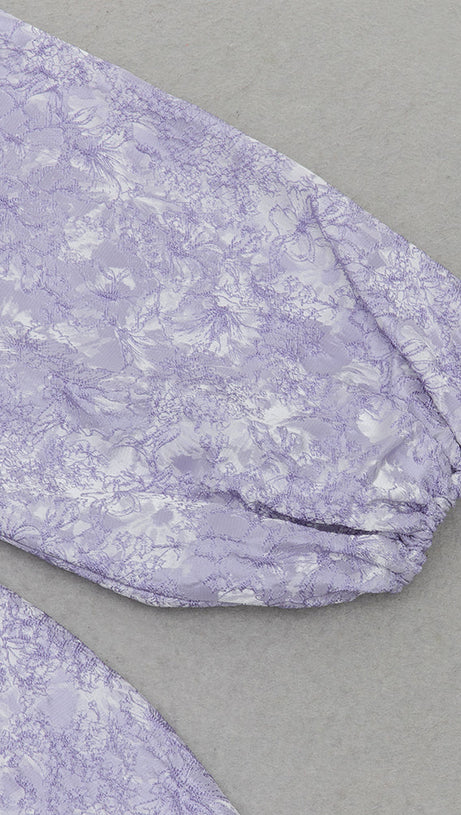 FLORAL ONE SLEEVE MIDI DRESS LAVENDER