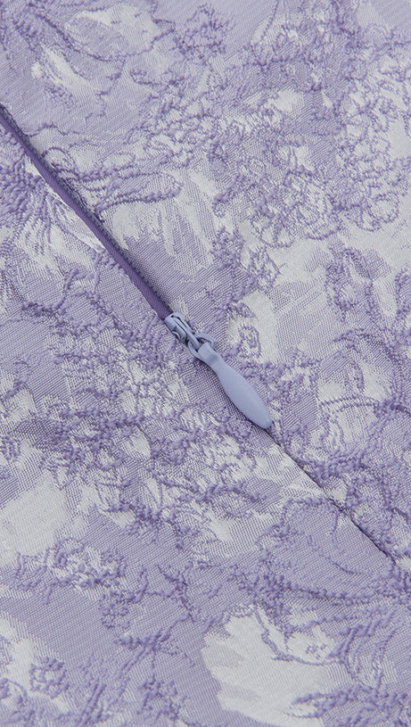 FLORAL ONE SLEEVE MIDI DRESS LAVENDER