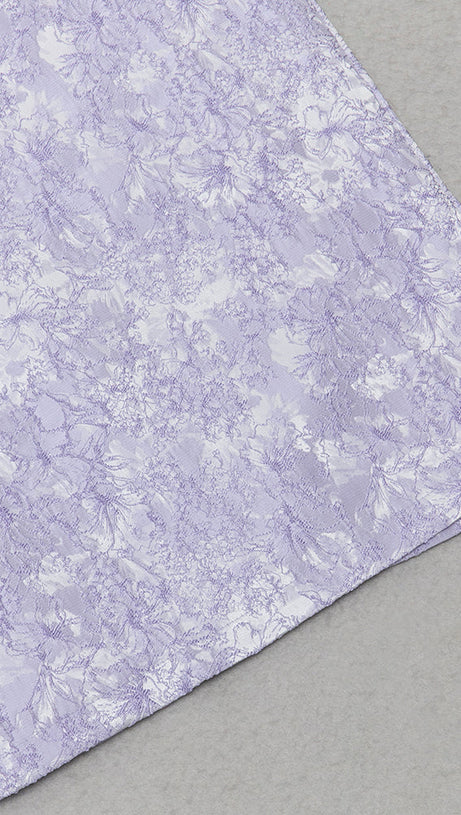 FLORAL ONE SLEEVE MIDI DRESS LAVENDER