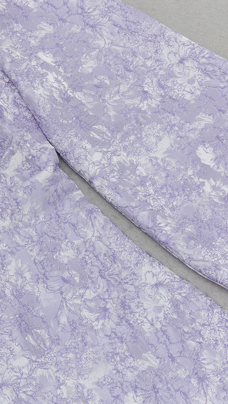 FLORAL ONE SLEEVE MIDI DRESS LAVENDER