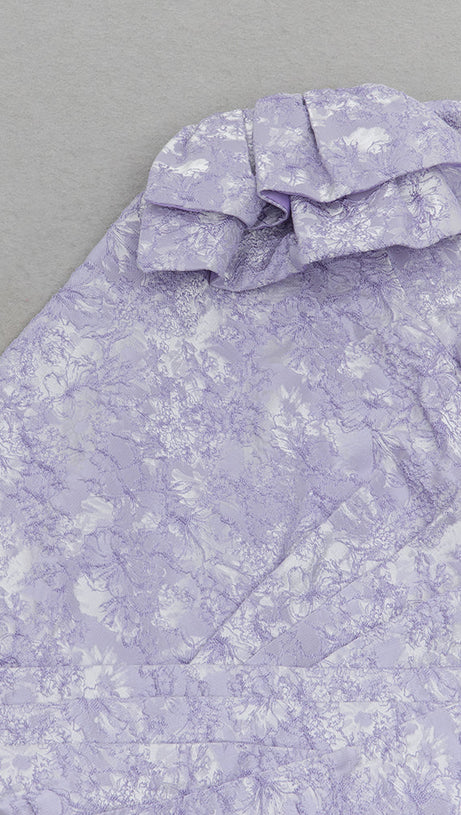 FLORAL ONE SLEEVE MIDI DRESS LAVENDER