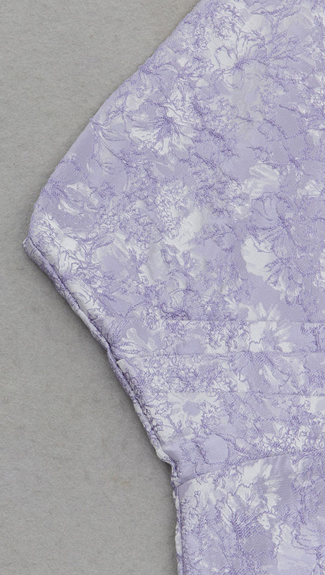 FLORAL ONE SLEEVE MIDI DRESS LAVENDER