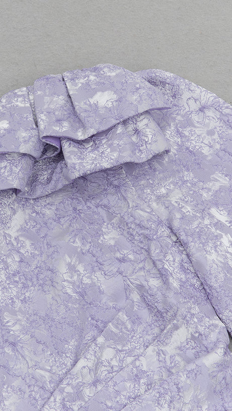 FLORAL ONE SLEEVE MIDI DRESS LAVENDER