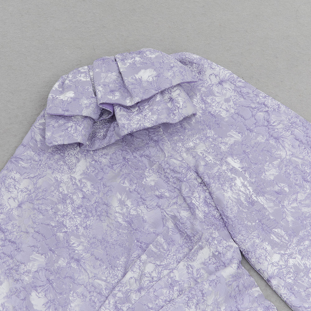 Geblümtes Ein-Ärmel-Midikleid Lavendel