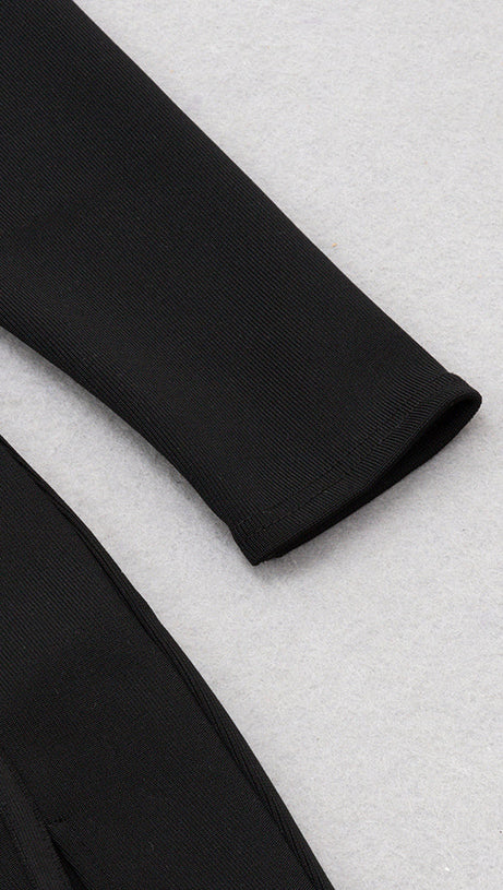 CUT OUT FRONT SPLIT THIGH BANDAGE DRESS