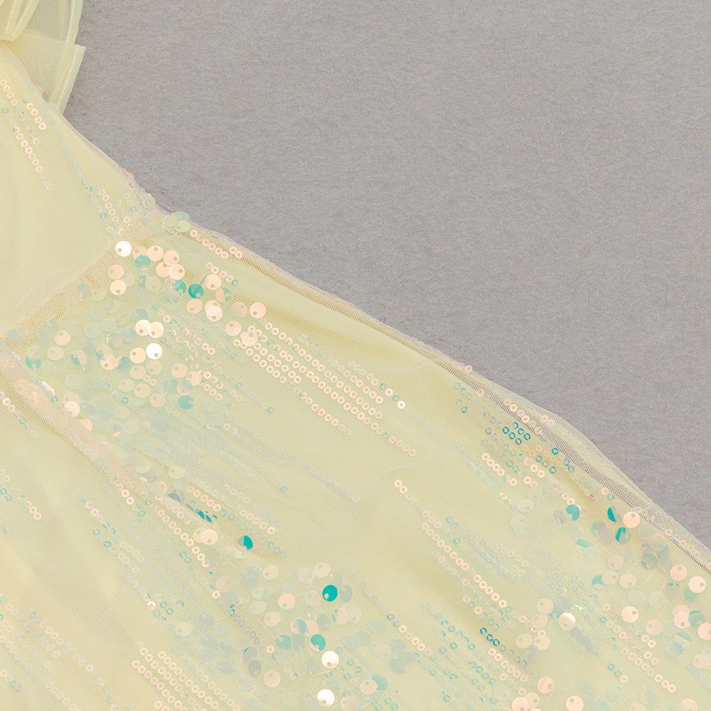 AIIZIE MULTICOLOR SEQUIN PATCHWORK RUFFLE HEM MERMAID MAXI DRESS - product image