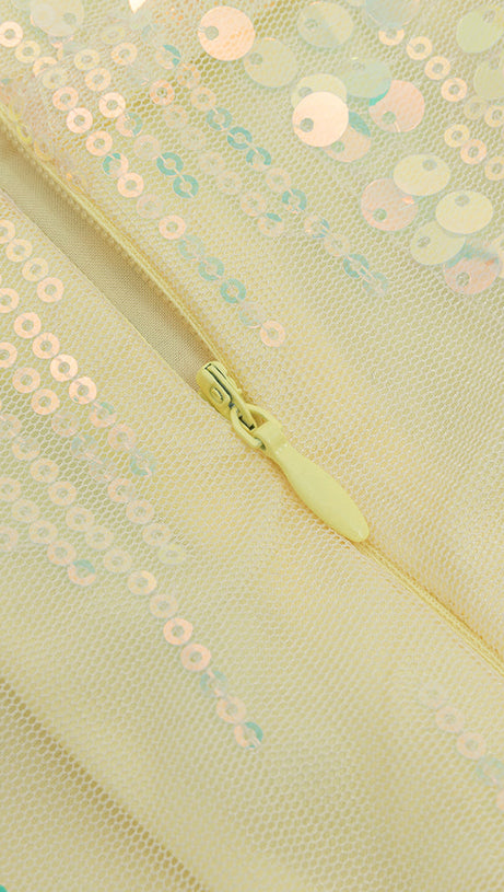 MULTICOLOR SEQUIN PATCHWORK RUFFLE HEM MERMAID MAXI DRESS