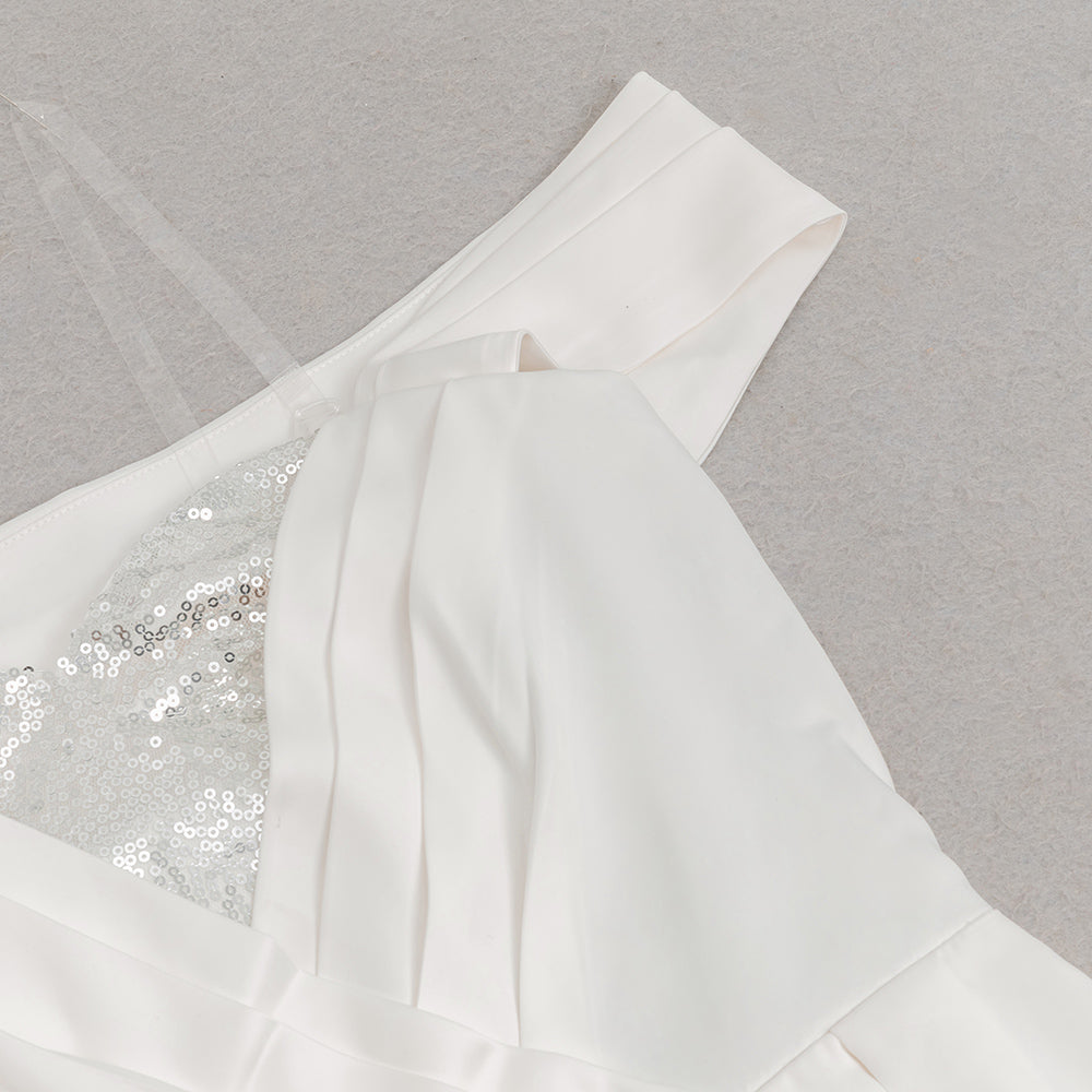 AIIZIE SEQUIN SPLICE STRAIGHT SHOULDER TUBE DRESS A-LINE DRESS - product image
