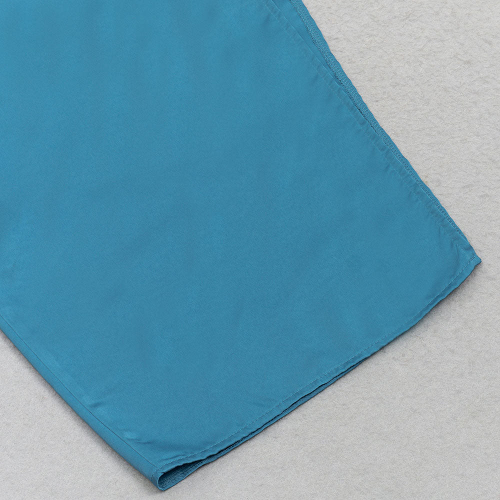 AIIZIE ONE SHOULDER SPLIT THIGH SATIN DRESS IN BLUE - product image