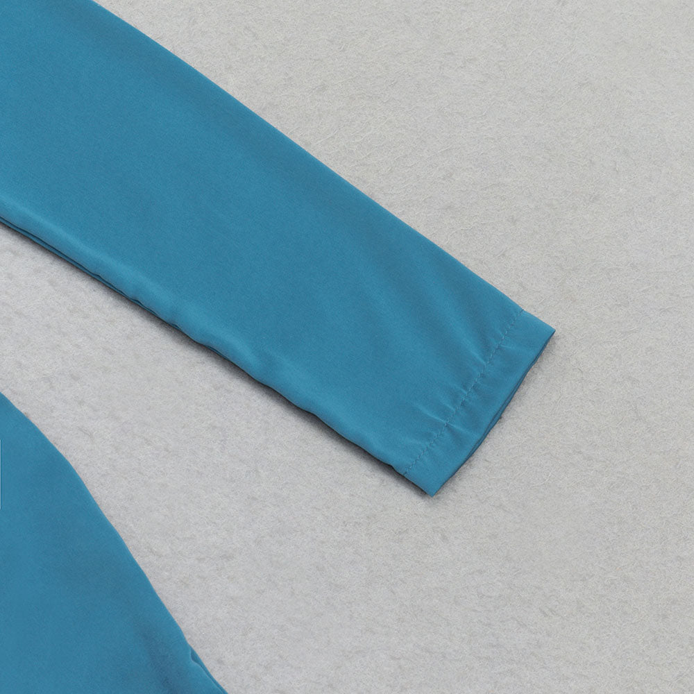 AIIZIE ONE SHOULDER SPLIT THIGH SATIN DRESS IN BLUE - product image