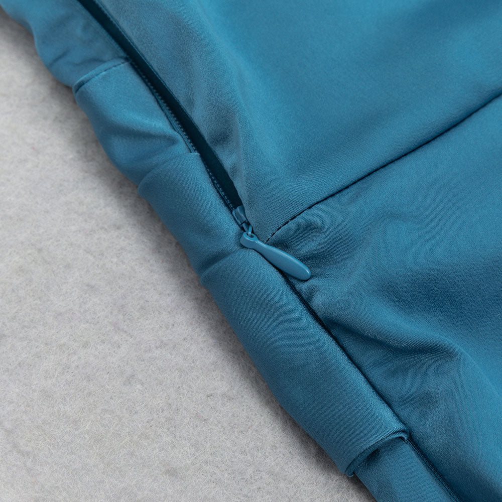AIIZIE ONE SHOULDER SPLIT THIGH SATIN DRESS IN BLUE - product image