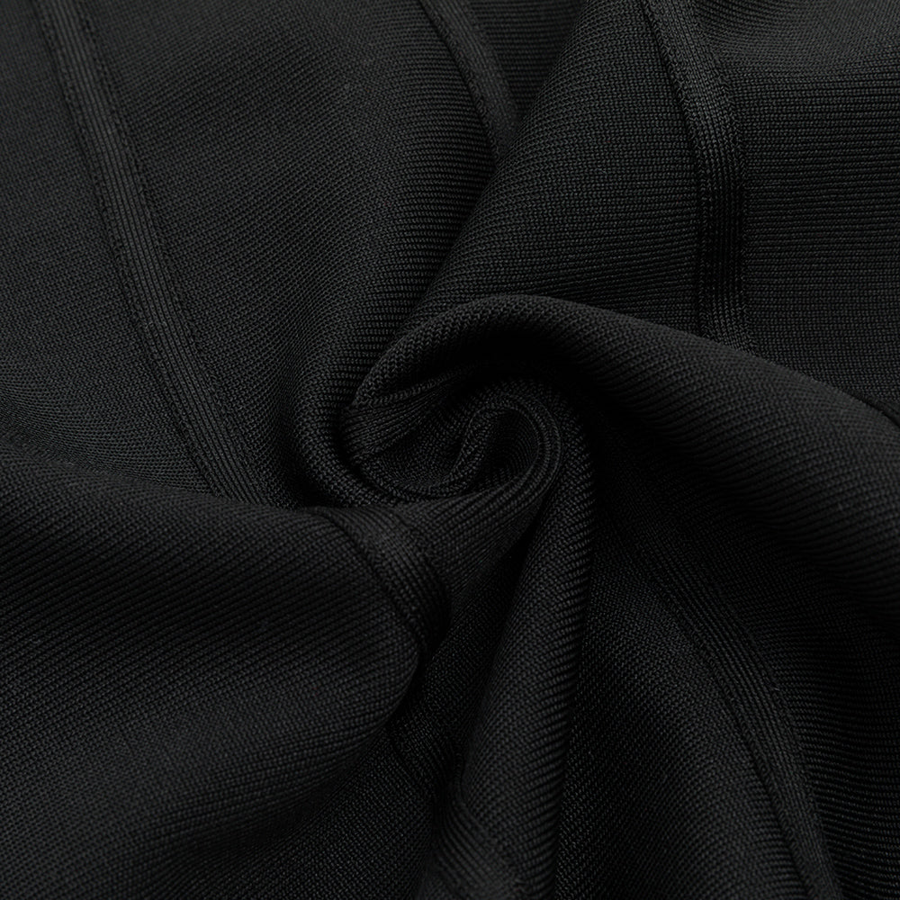 AIIZIE PEARL DRAPED EMBELLISHED BODYCON MINI DRESS IN BLACK - product image